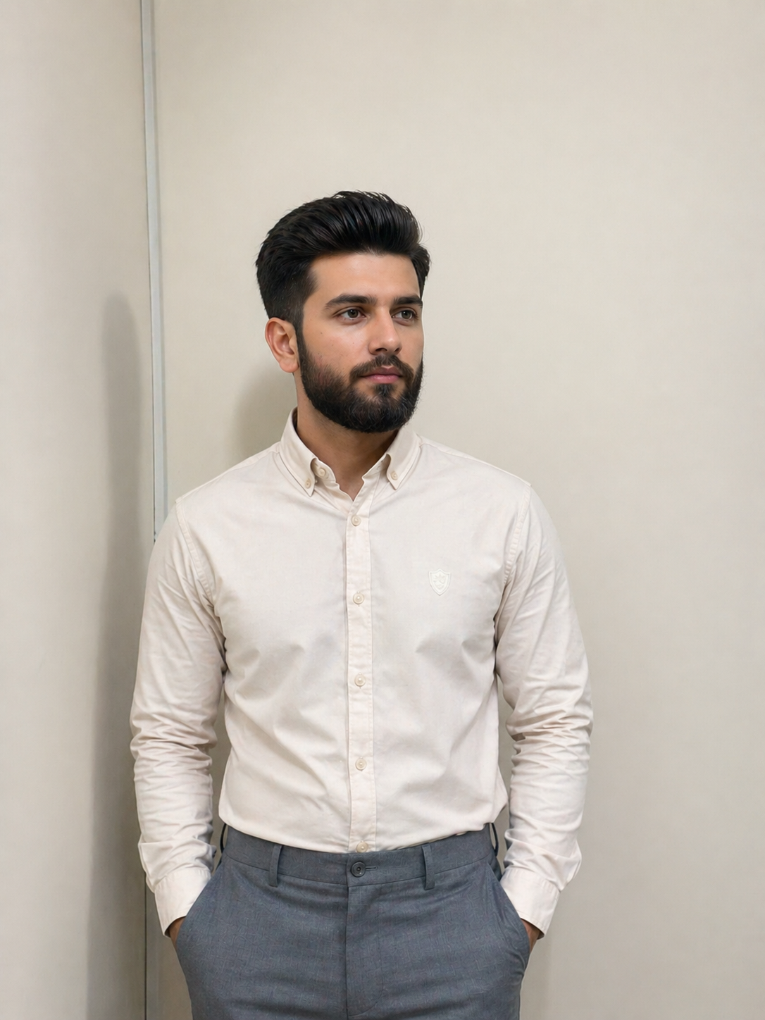 SHT01 Cream Beige Classic Shirt