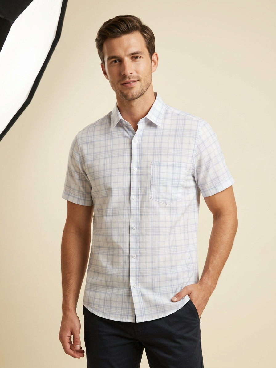 HST01 Premium Soft Cotton Check Shirt for Men – Stylish, Breathable & Smart Casual Wear Bangladesh