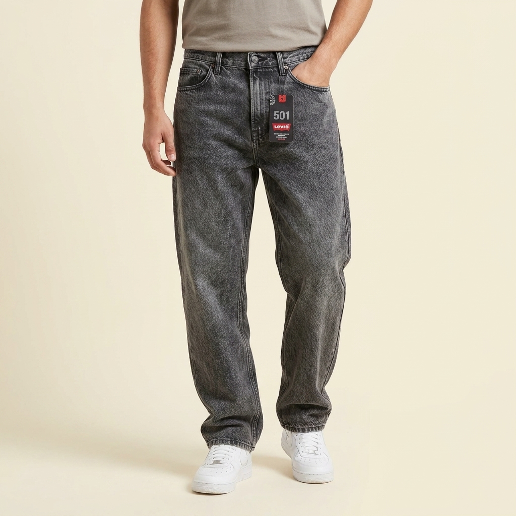 TR03 Levi’s 501 Relaxed Baggy Fit Jeans for Men – Washed Black