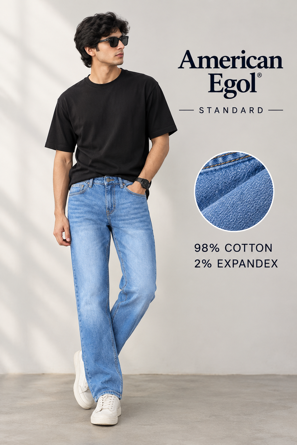 Light wash denim jeans