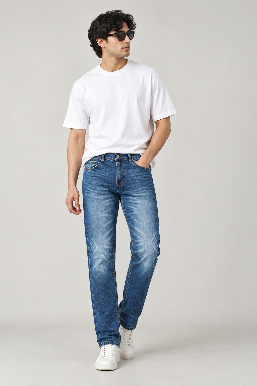 Deep blue denim jeans